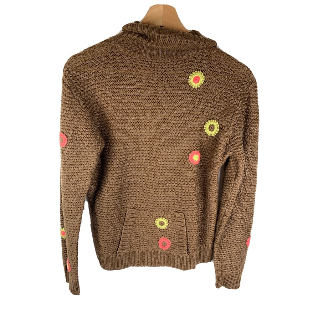 Vintage Obermeyer Brown Floral Retro Knit Juniors Girls Sweater Sz‎ XL